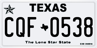 TX license plate CQF0538