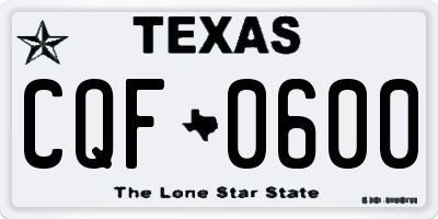 TX license plate CQF0600