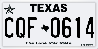 TX license plate CQF0614