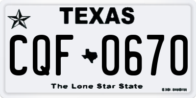 TX license plate CQF0670
