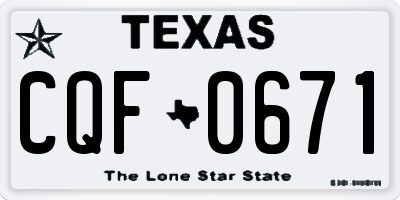 TX license plate CQF0671