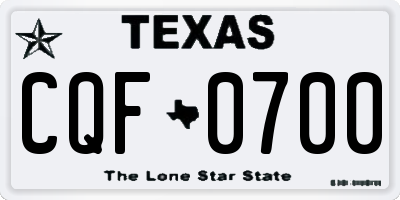 TX license plate CQF0700