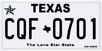 TX license plate CQF0701
