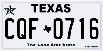 TX license plate CQF0716