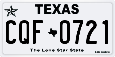 TX license plate CQF0721
