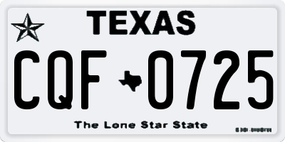 TX license plate CQF0725