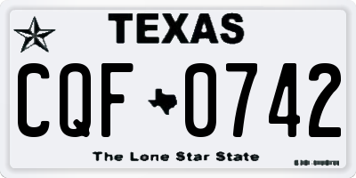 TX license plate CQF0742