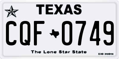 TX license plate CQF0749
