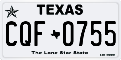 TX license plate CQF0755