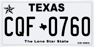 TX license plate CQF0760