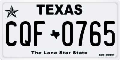 TX license plate CQF0765