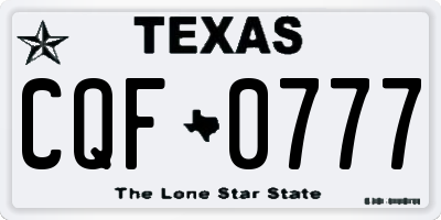 TX license plate CQF0777