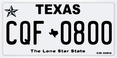 TX license plate CQF0800