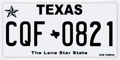 TX license plate CQF0821