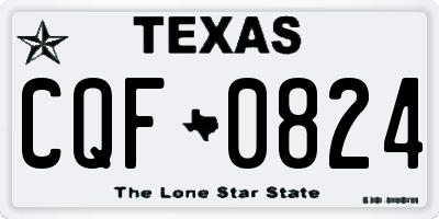 TX license plate CQF0824