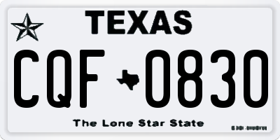 TX license plate CQF0830
