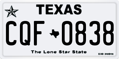 TX license plate CQF0838