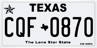 TX license plate CQF0870