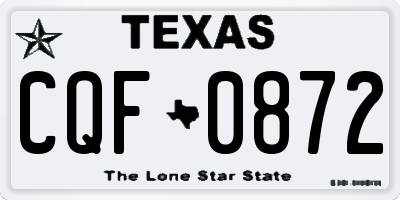 TX license plate CQF0872