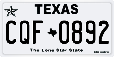 TX license plate CQF0892