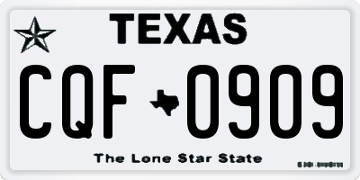 TX license plate CQF0909