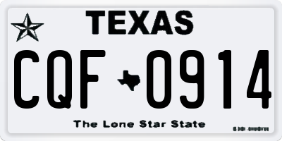 TX license plate CQF0914