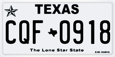 TX license plate CQF0918