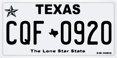 TX license plate CQF0920