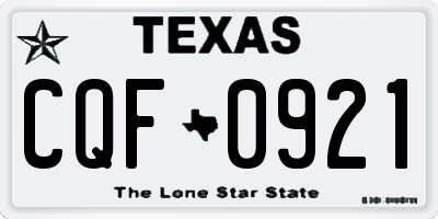 TX license plate CQF0921