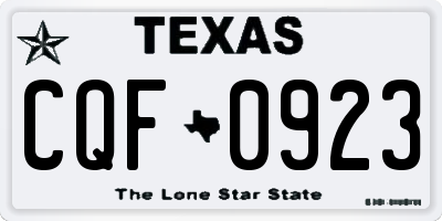 TX license plate CQF0923