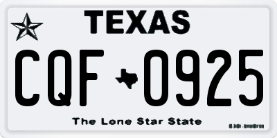 TX license plate CQF0925