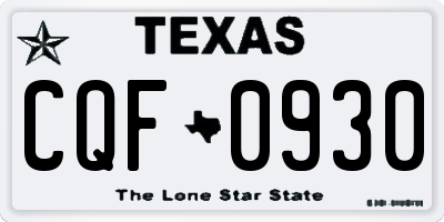 TX license plate CQF0930