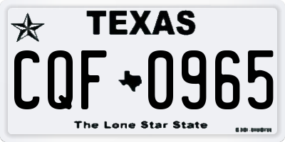 TX license plate CQF0965