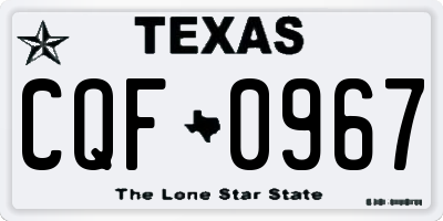 TX license plate CQF0967