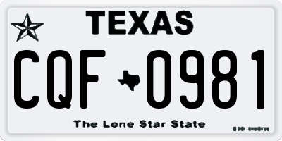 TX license plate CQF0981