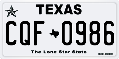 TX license plate CQF0986