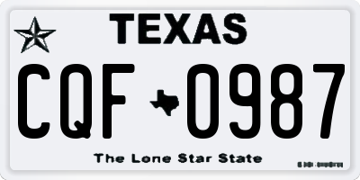 TX license plate CQF0987