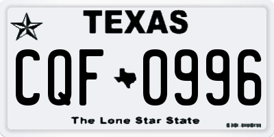 TX license plate CQF0996
