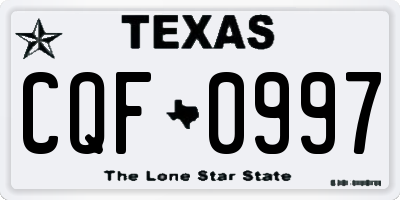 TX license plate CQF0997