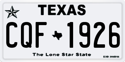 TX license plate CQF1926