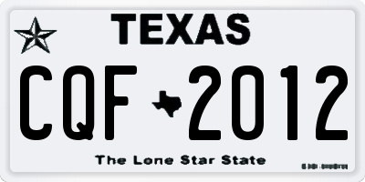 TX license plate CQF2012