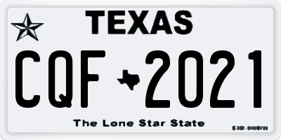 TX license plate CQF2021