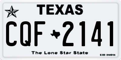 TX license plate CQF2141