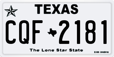 TX license plate CQF2181