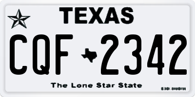 TX license plate CQF2342