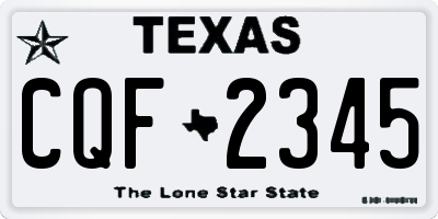 TX license plate CQF2345