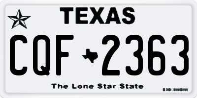 TX license plate CQF2363