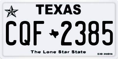 TX license plate CQF2385