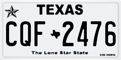 TX license plate CQF2476