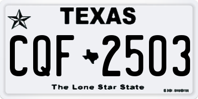 TX license plate CQF2503